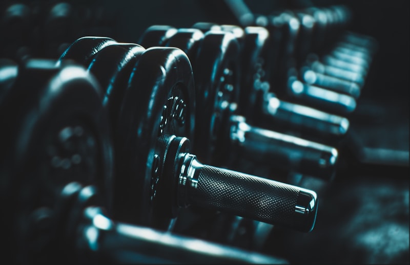 Close-up of dumbbell rack at Fitness Durbar